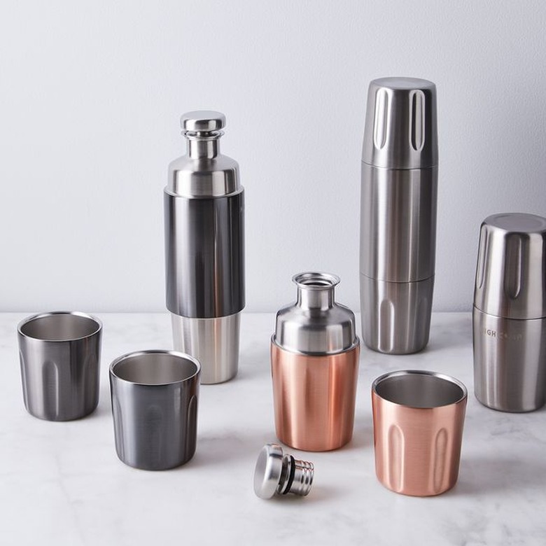 Silver and rose gold tumbler and flask set