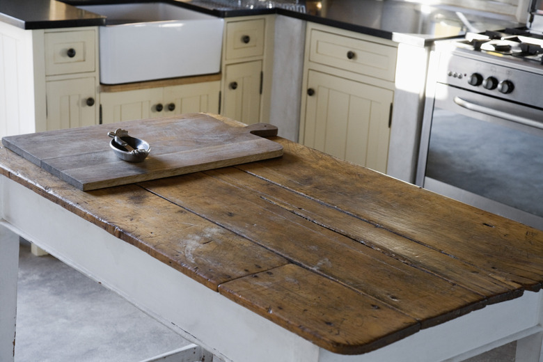 Rustic table in kitchen