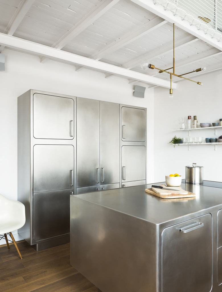 retro rounded stainless steel kitchen cabinets