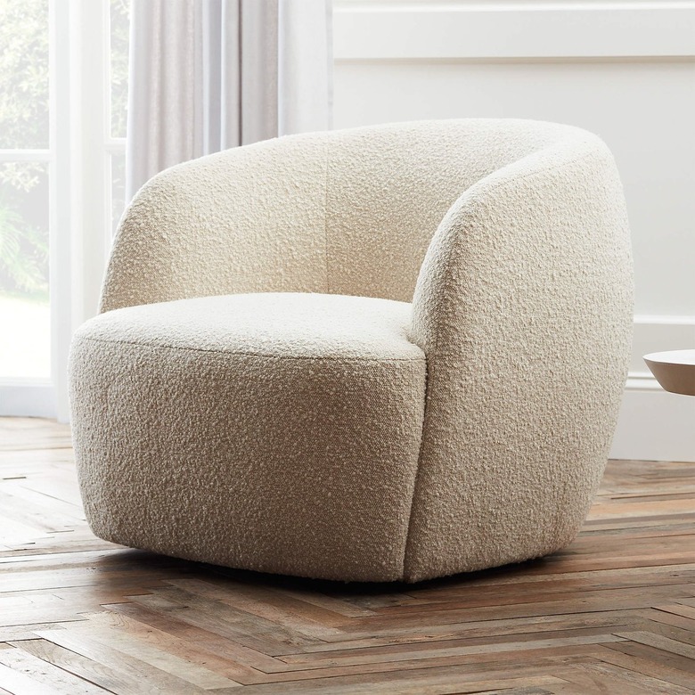 Ivory rounded boucle chair