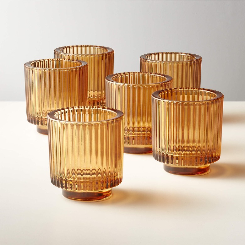 CB2 Ezra Amber Tealight Candle Holders