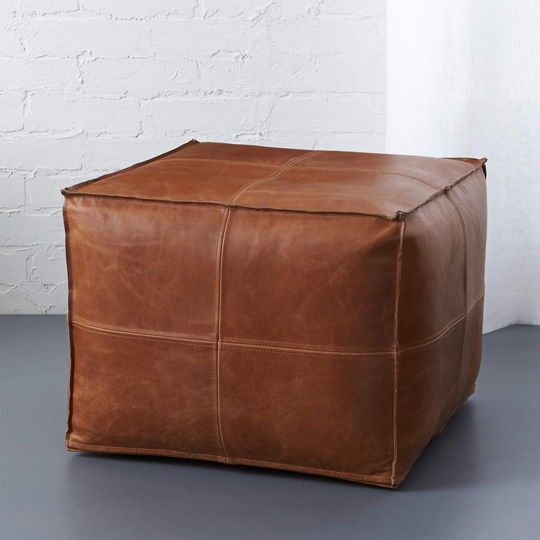 CB2 Leather Pouf