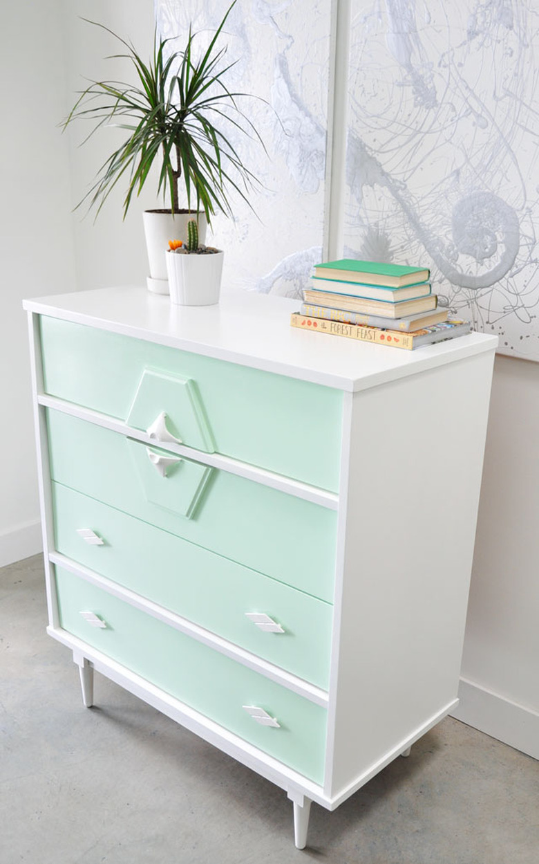 vintage dresser in bedroom