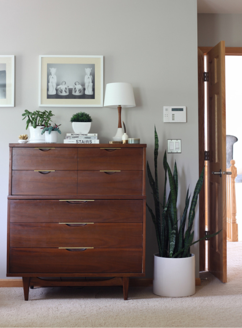 vintage dresser in bedroom