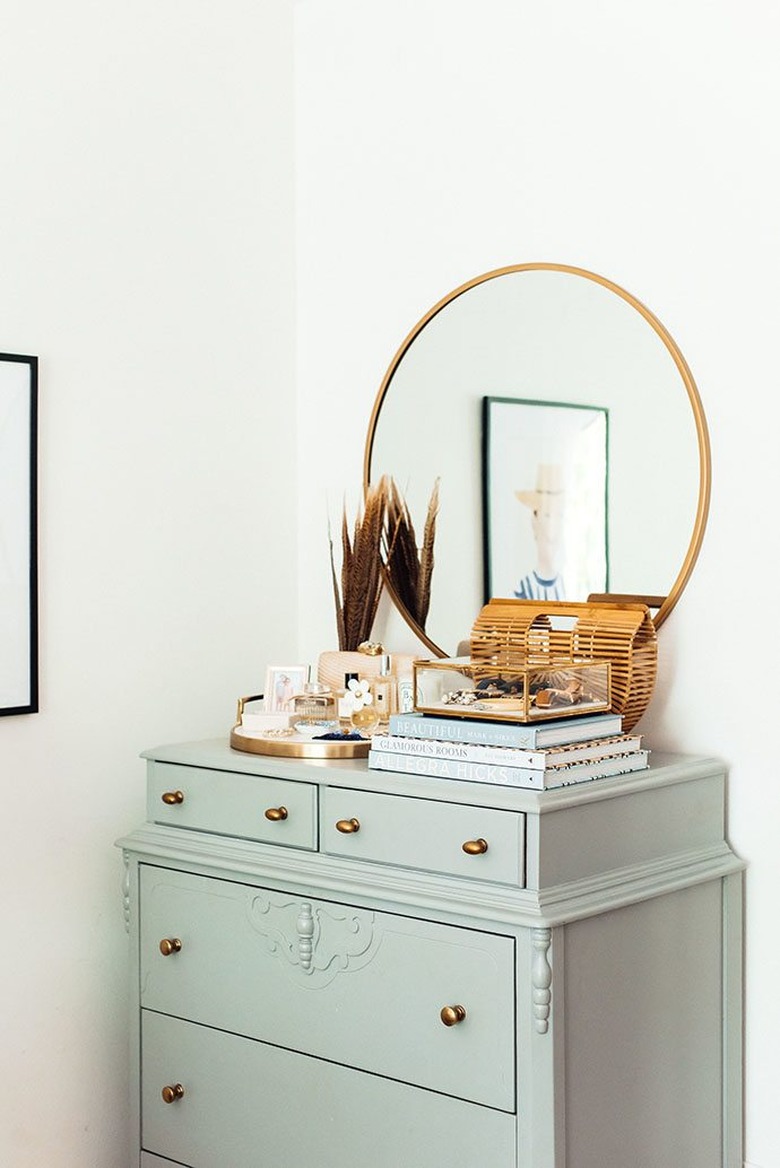 vintage dresser in bedroom