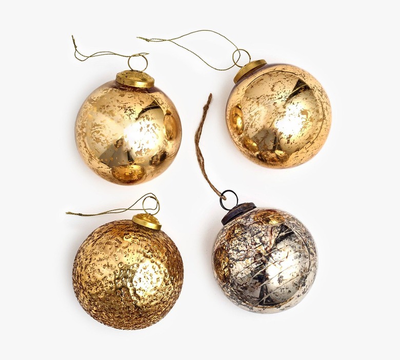 Mouth Blown Antique Gold & Metallic Ball Ornaments