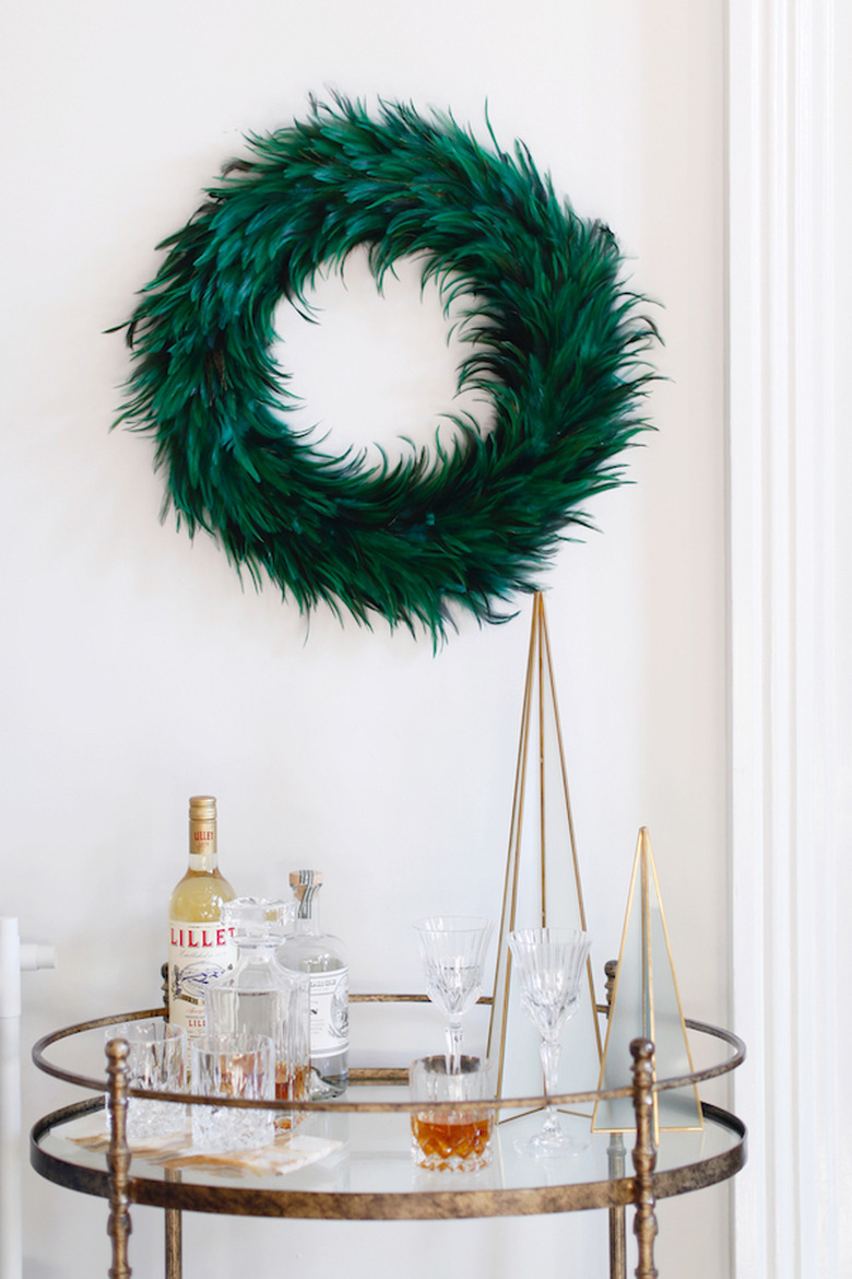 green Peacock feather Christmas wreath by Apartment 34