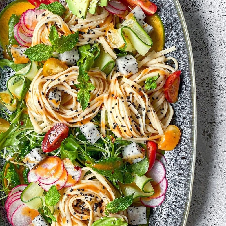 The No Recipe Recipe Udon With Mango Carpaccio and Peanut Dressing