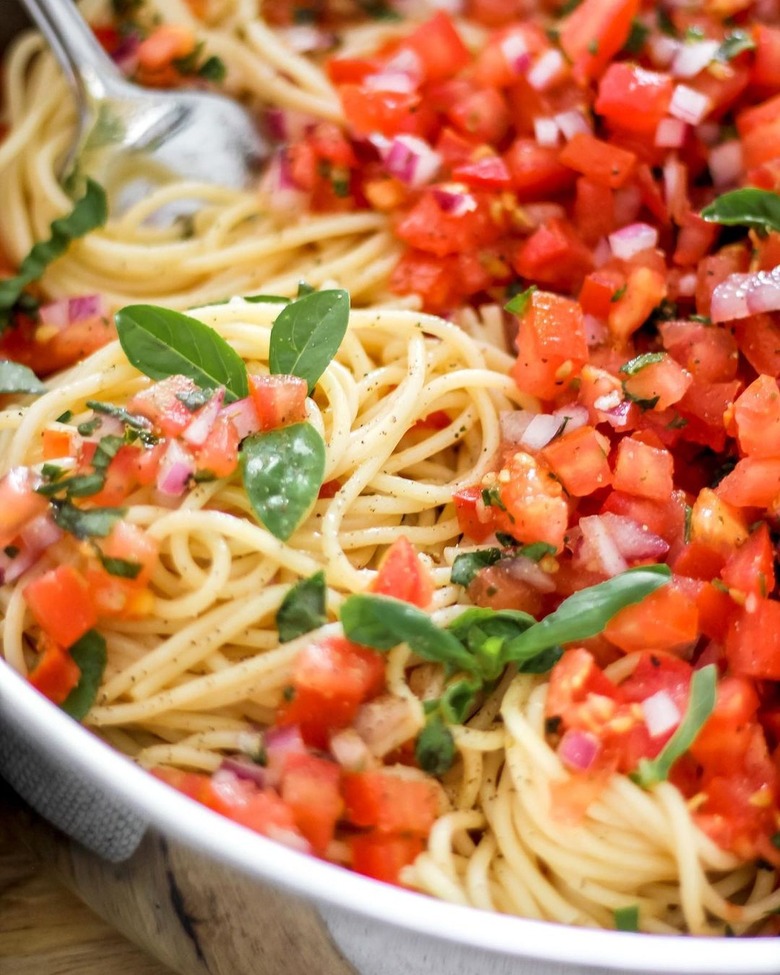 The Seasoned Skillet Bruschetta Pasta With Balsamic Drizzle