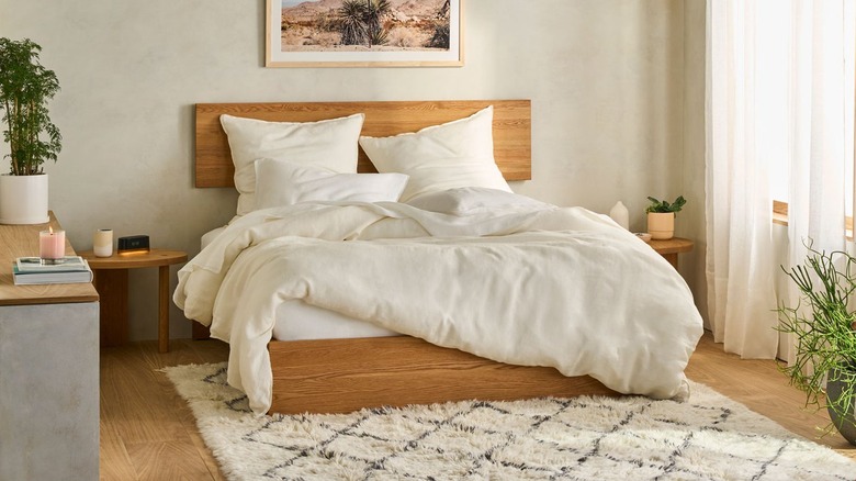 bed with white bedding