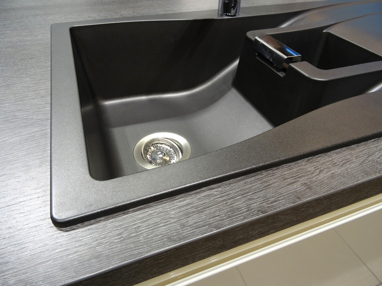 Synthetic black composite granite kitchen sink with single bowl / basin