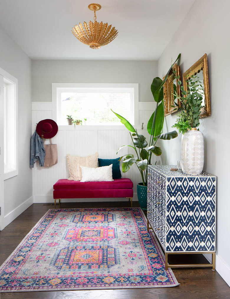 Gold Contemporary Foyer Lighting in entryway by Paisley & Sparrow