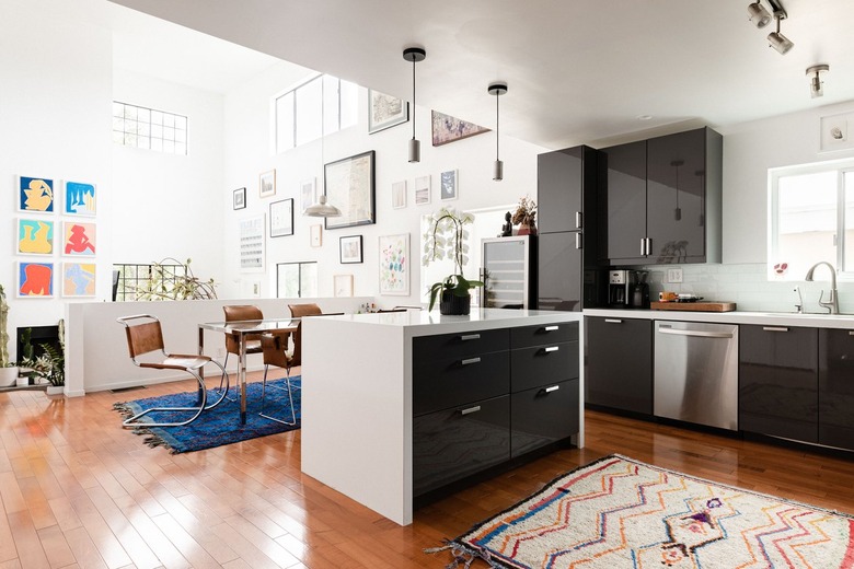 Modern loft with contemporary kitchen island