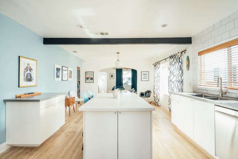 Simple white contemporary kitchen island