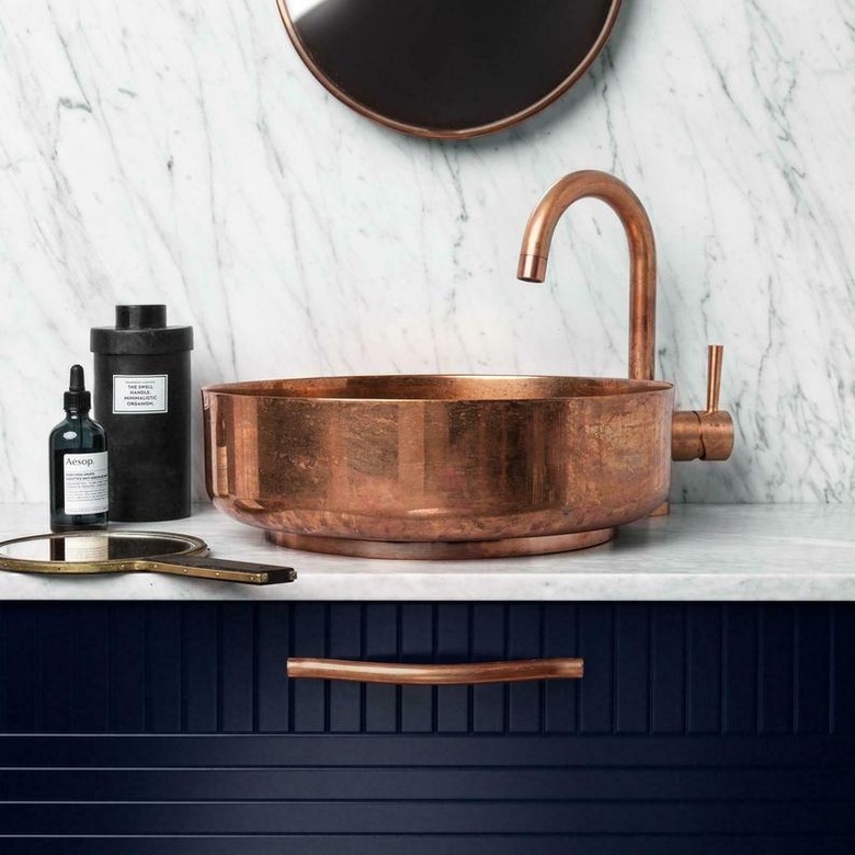 Copper bathroom faucet and sink