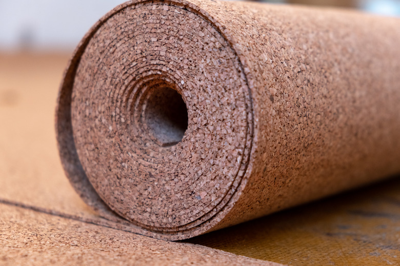 roll of wood cork. renovation. closeup roll of wooden cork .