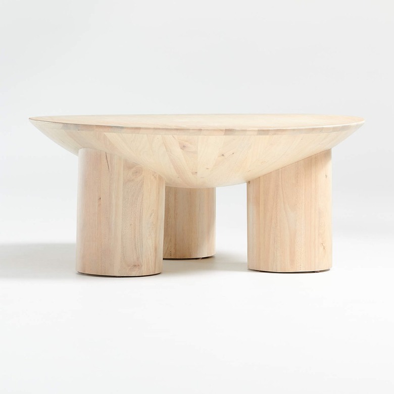 chunky three-leg light wood coffee table