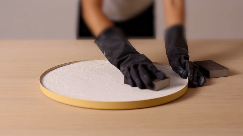 Sanding terrazzo tabletop