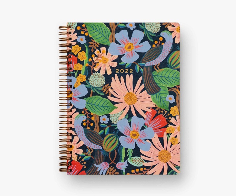 floral spiral-bound planner