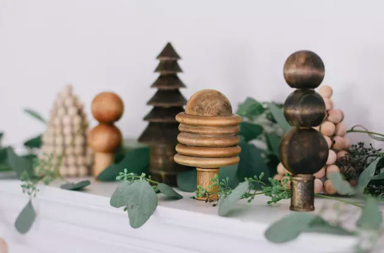 Christmas tree forest using wood beads