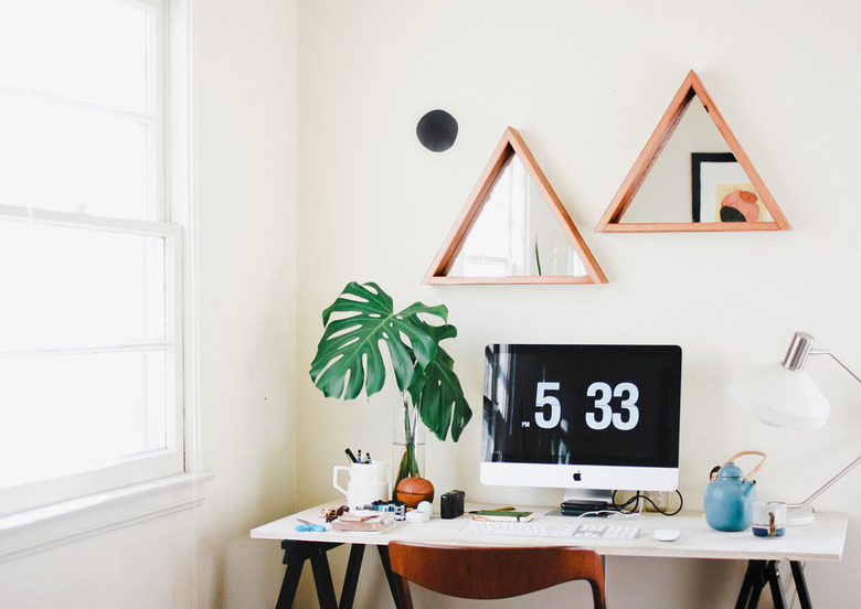 reclaimed wood mirror triangle desk