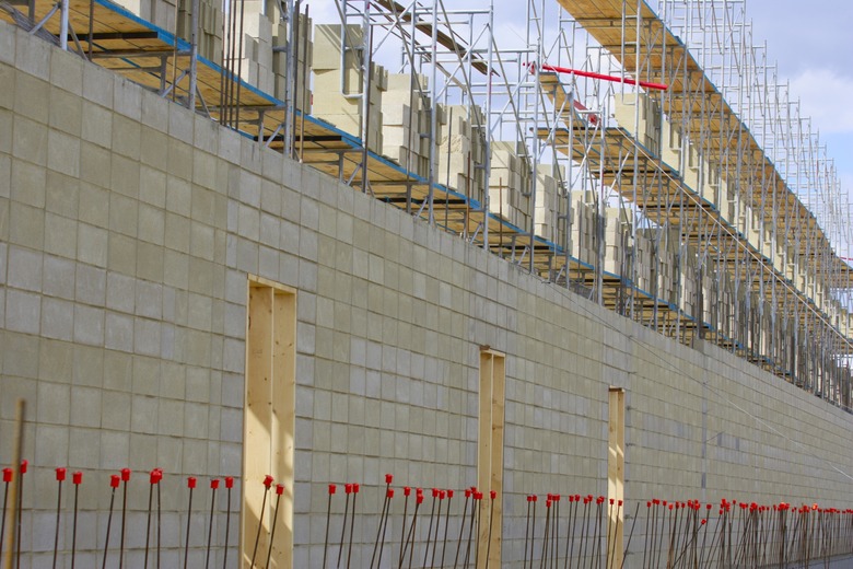 Concrete wall under construction