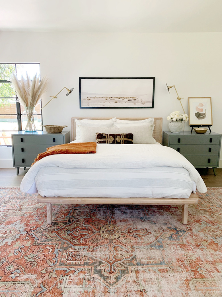 desert themed bedroom with midcentury inspired bedroom