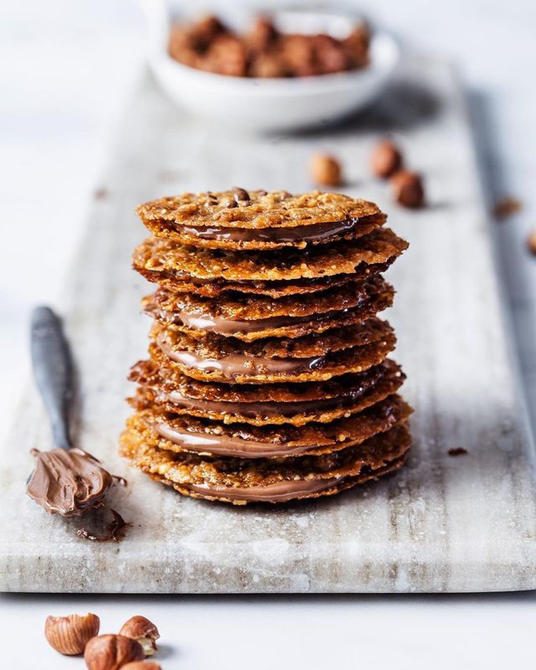 Olive & Mango Chocolate Hazelnut Florentine Cookies