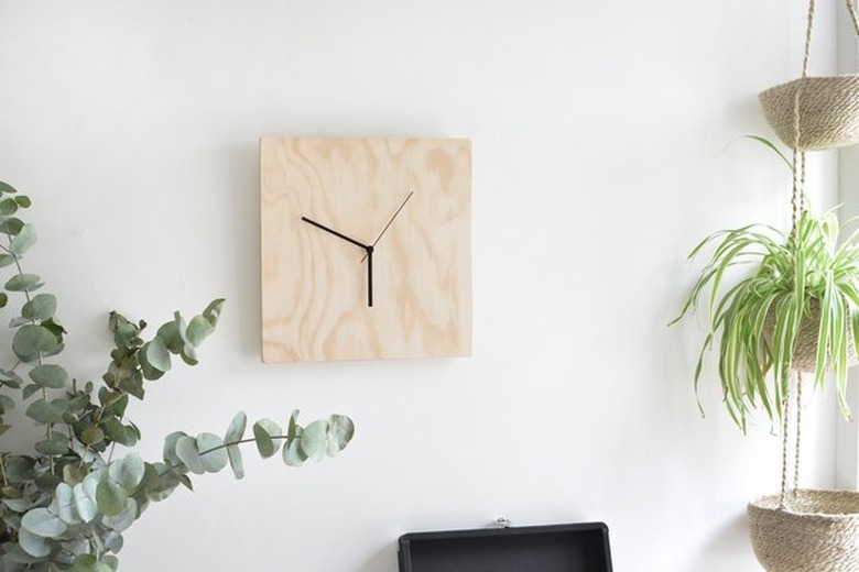 DIY minimalist art with simple plywood square clock