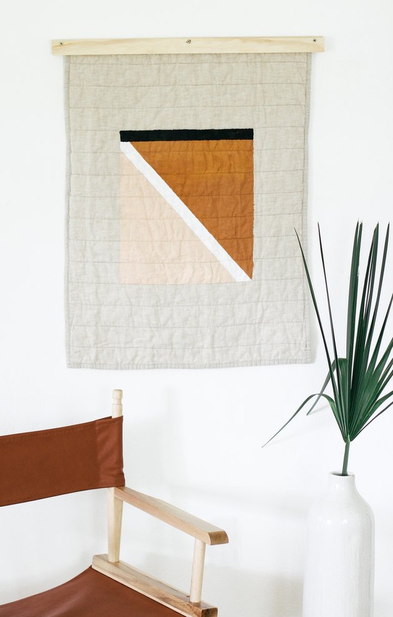 DIY minimalist art with quilted pillow sham