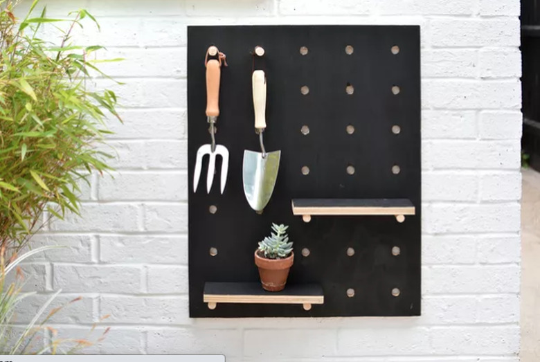 outdoor garden tool organizer painted black