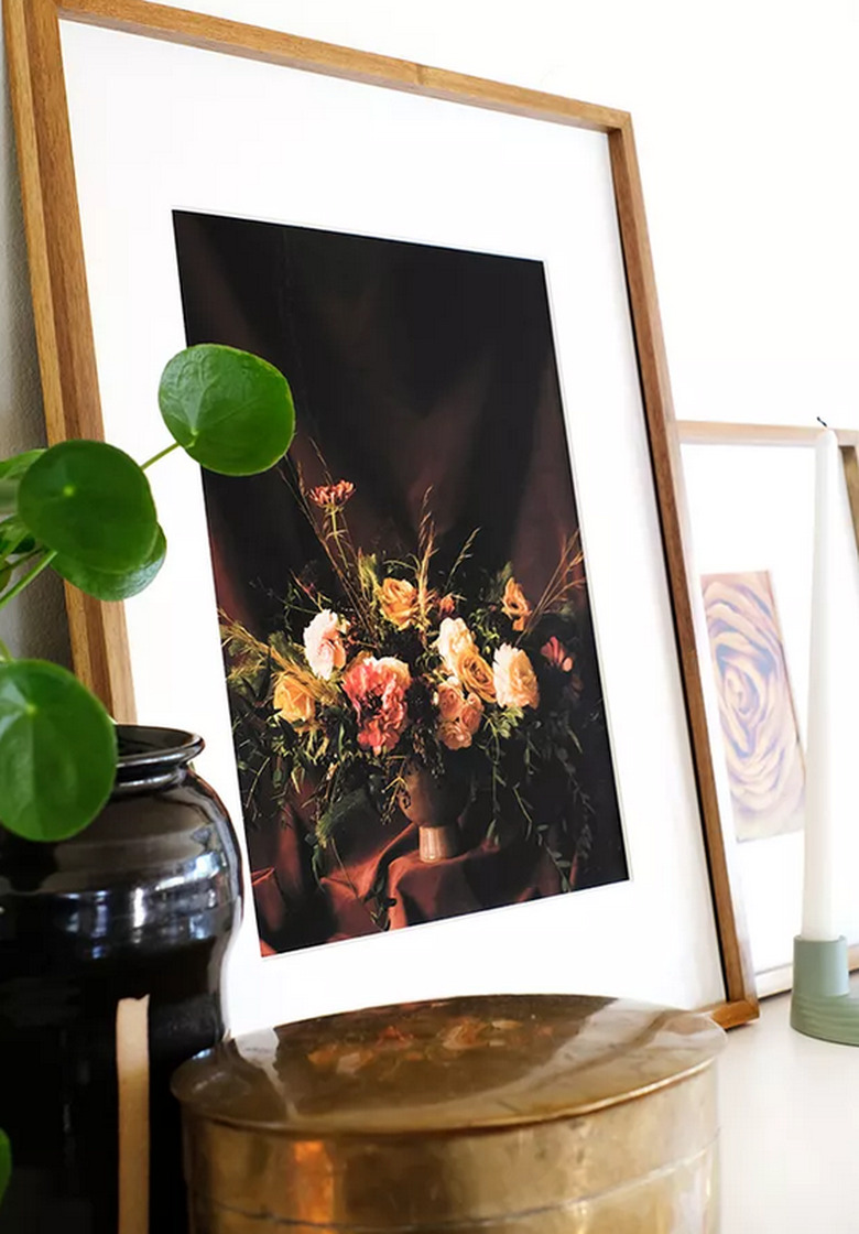 Moody floral art print in frame