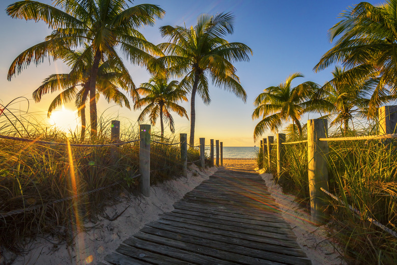 Passage to the beach at sunrise