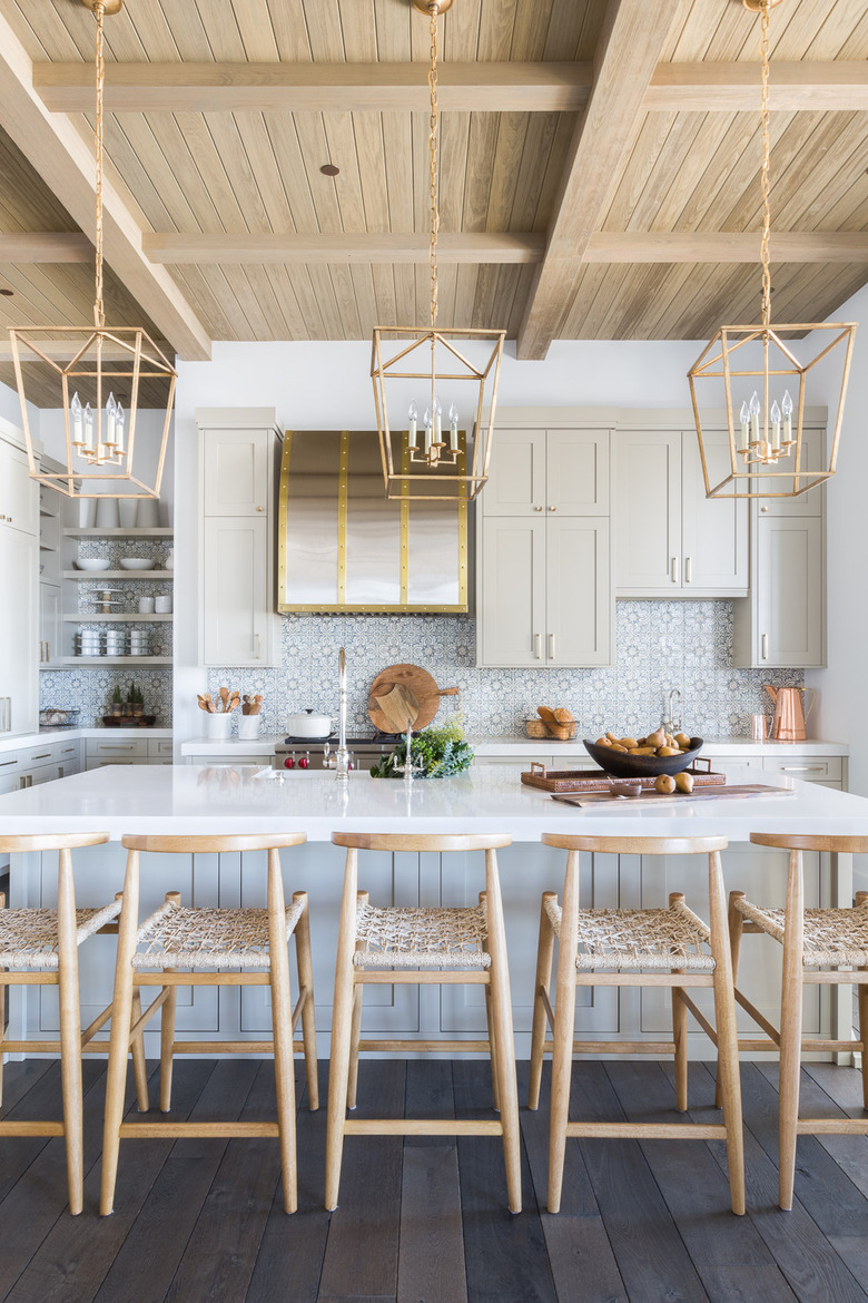 modern farmhouse kitchen backsplash with cement tile