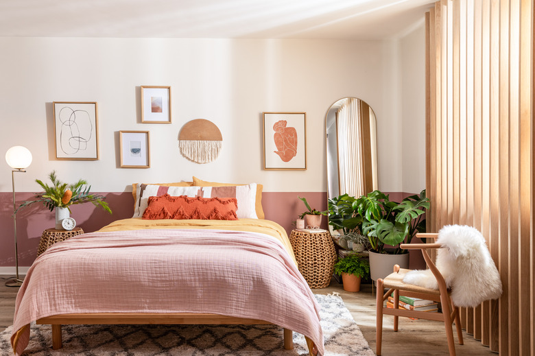 light pink and orange bedroom