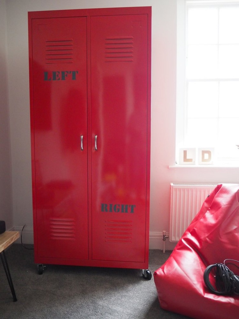 dress up storage red locker industrial closet