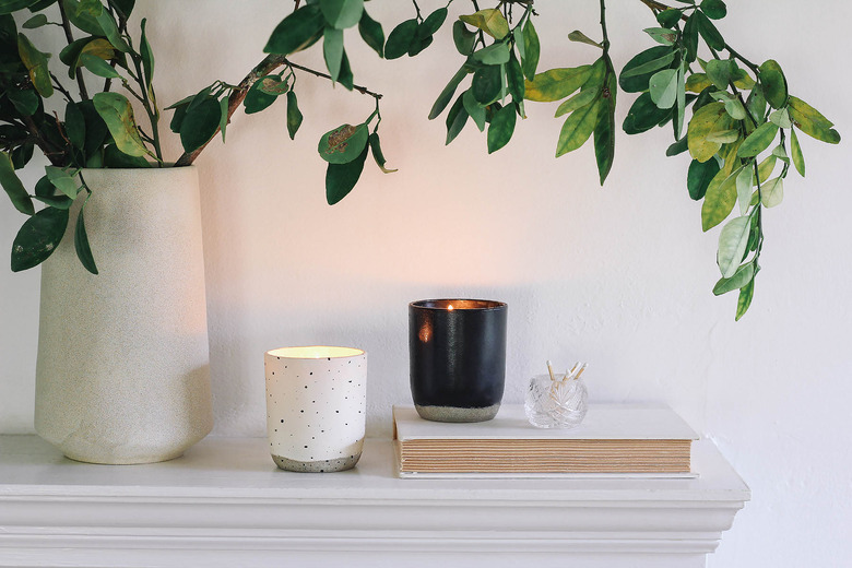 DIY soy wax essential oil candles on mantel