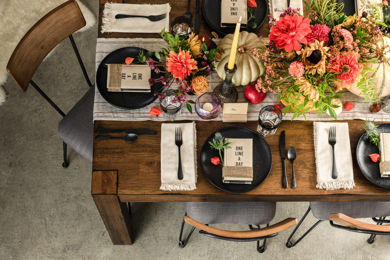 Overhead shot of rustic holiday table