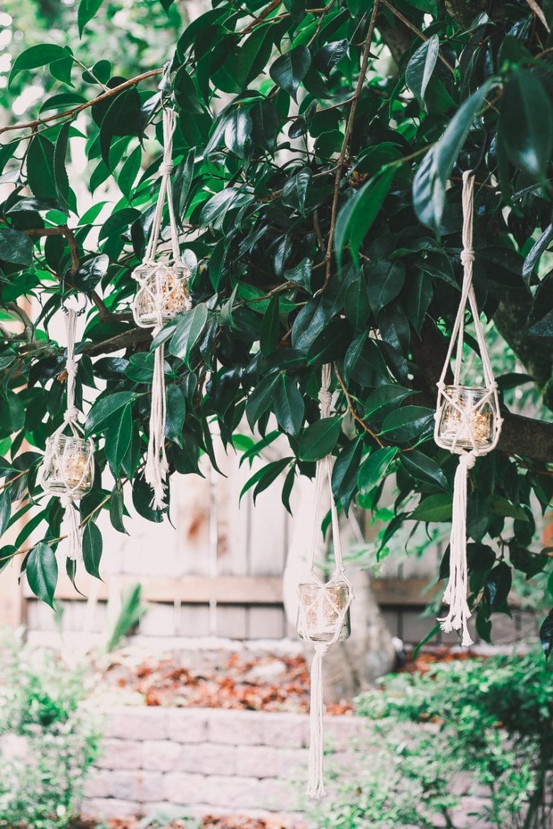 hanging macrame candle lanterns