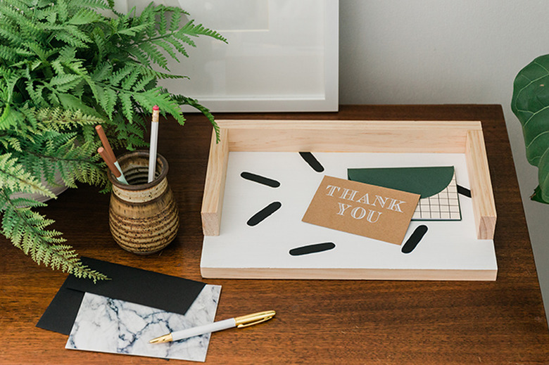 Customize the painted pattern on this wood paper tray to suit your aesthetic!