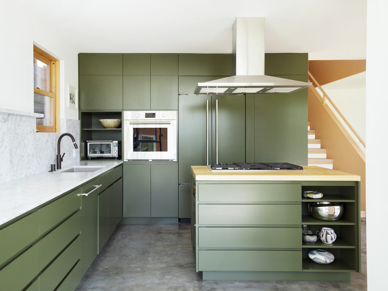 green kitchen cabinets