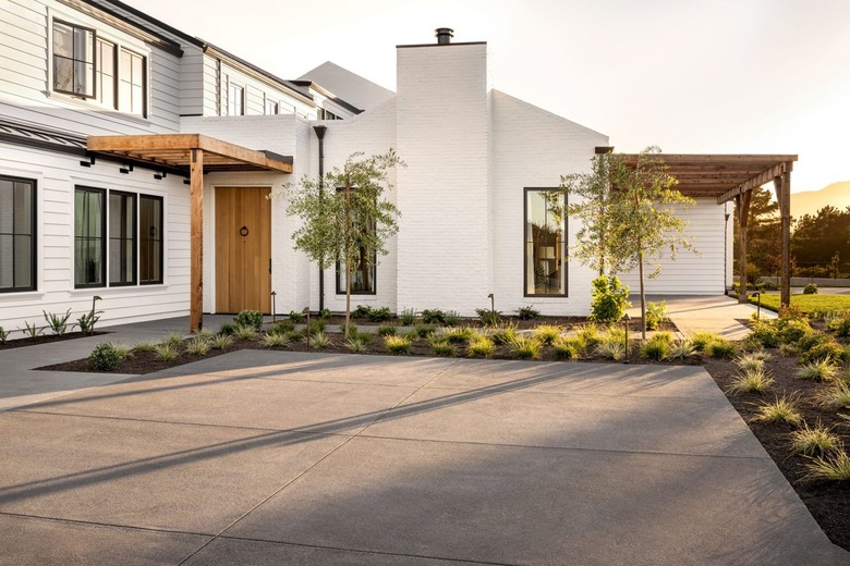 White and Black home with wood incorporated