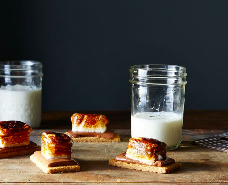 Glasses of milk with smores