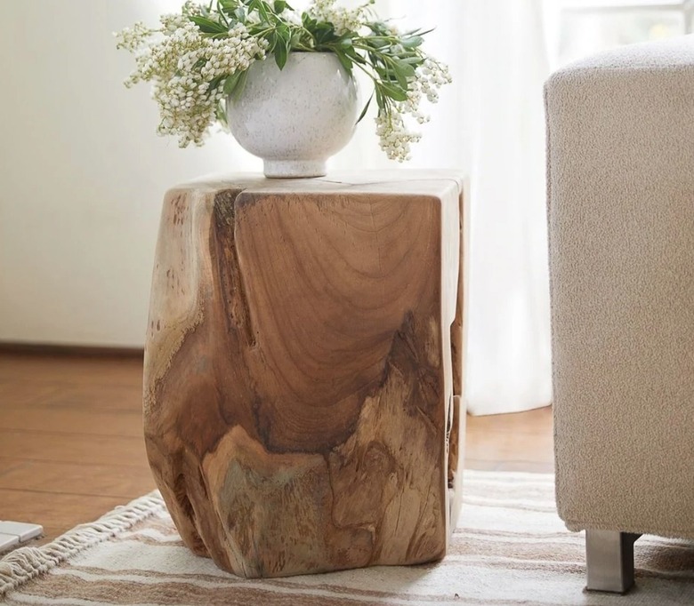 Tree trunk end table.