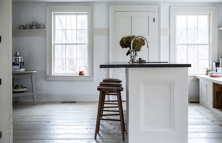 farmhouse flooring idea in kitchen with white painted floors