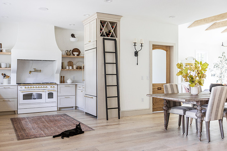 Light wood farmhouse kitchen floor