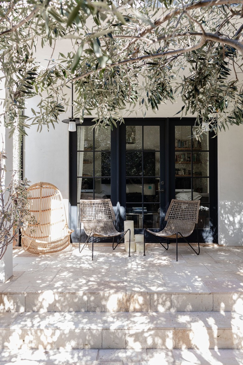 Wicker chairs on a porch