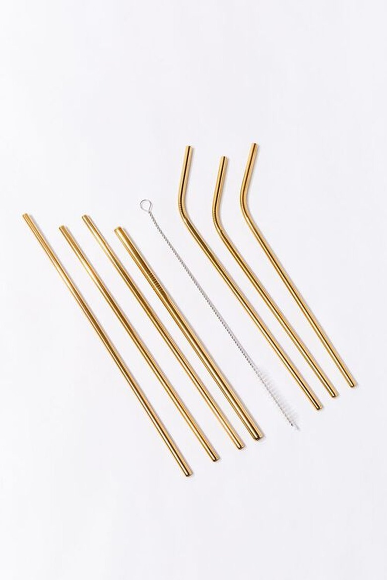 forever21 gold reusable straw set