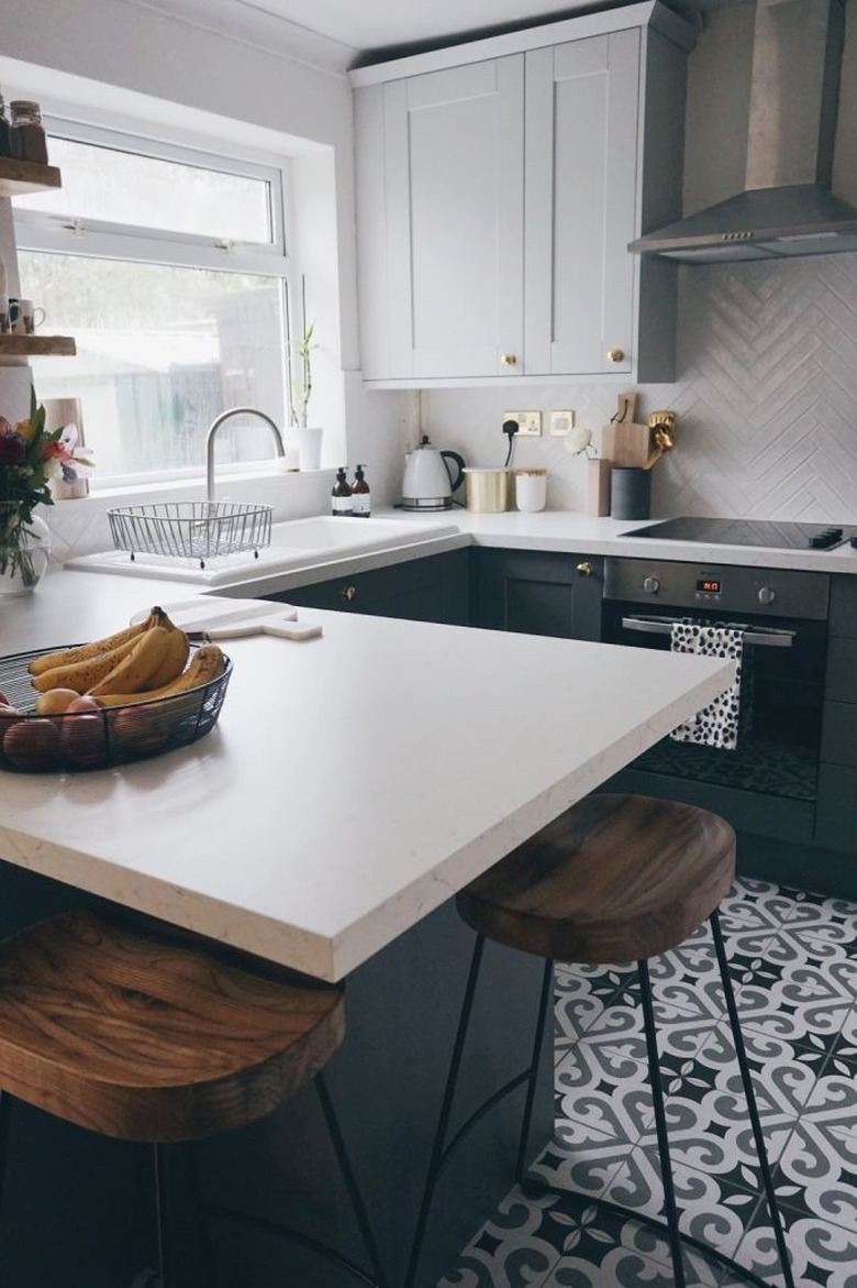 two-tone gray kitchen cabinets