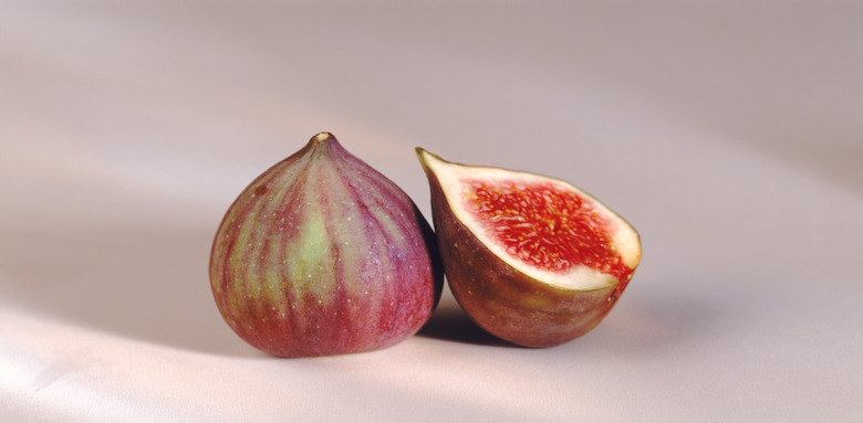 Cross-section of fig by whole fig, close-up